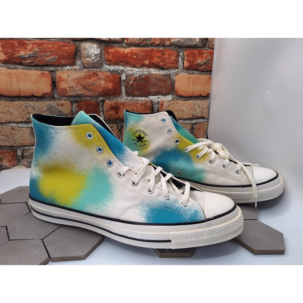 Converse Chuck 70 Hi Blue Green Tie Dye Shoes Canvas Sneakers Men's Sz 15 Rare - Picture 3 of 11